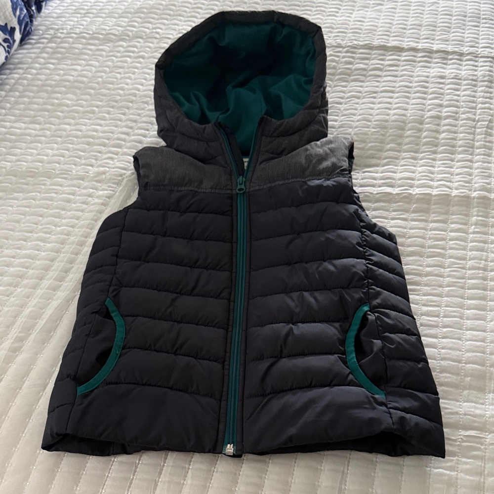 Sonoma Kids Hooded Puffer Vest - Gray and Teal